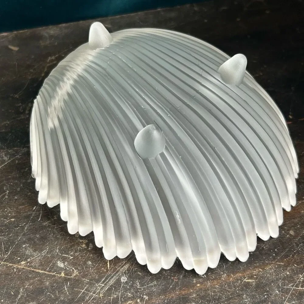 Vintage Westmoreland Frosted Glass Seashell Silver Gilt Sailboat Candy Dish
